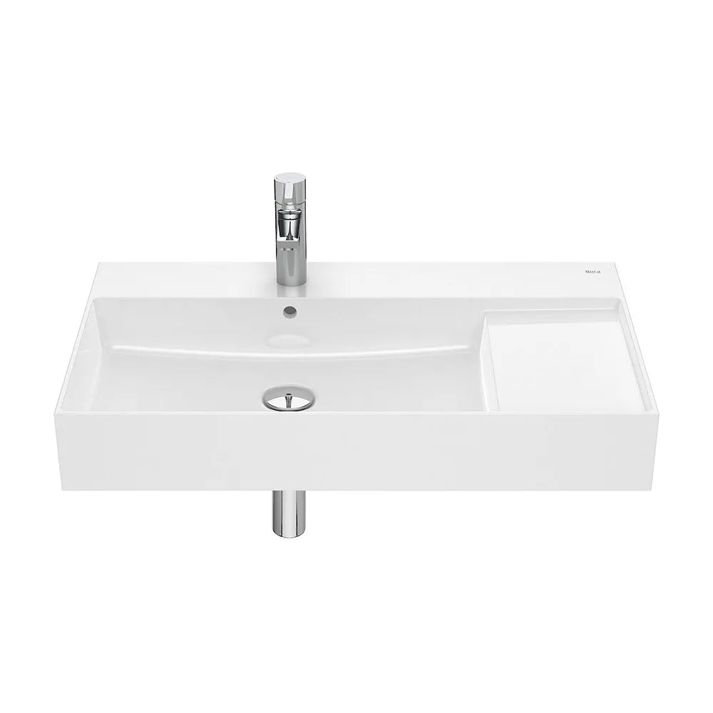 Lavabo de forma rectangular de 80 cm fabricado en fineceramic de color blanco Inspira Roca - Vista 1