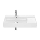 Lavabo de forma rectangular de 80 cm fabricado en fineceramic de color blanco Inspira Roca