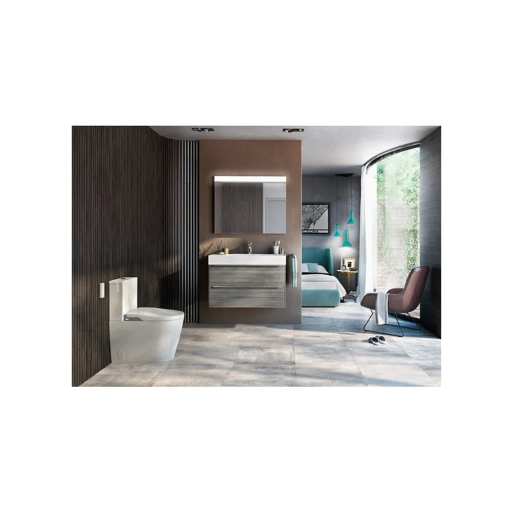 Lavabo de forma rectangular de 80 cm fabricado en fineceramic de color blanco Inspira Roca - Vista 3
