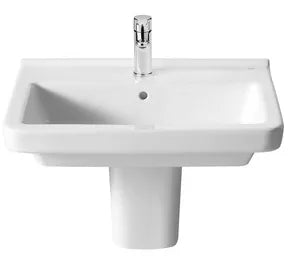 Lavabo con semipedestal de 55 cm fabricado en porcelana de color blanco Dama Roca - Vista 1