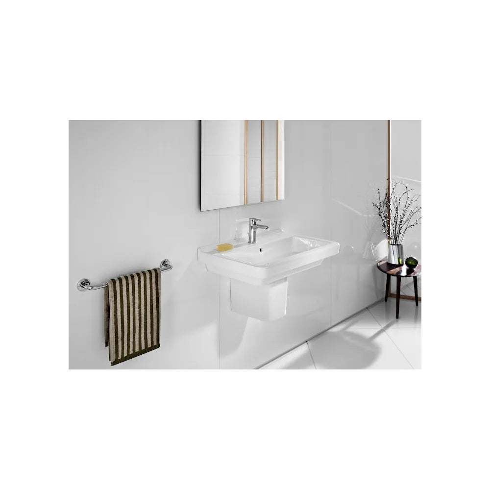 Lavabo con semipedestal de 55 cm fabricado en porcelana de color blanco Dama Roca - Vista 2
