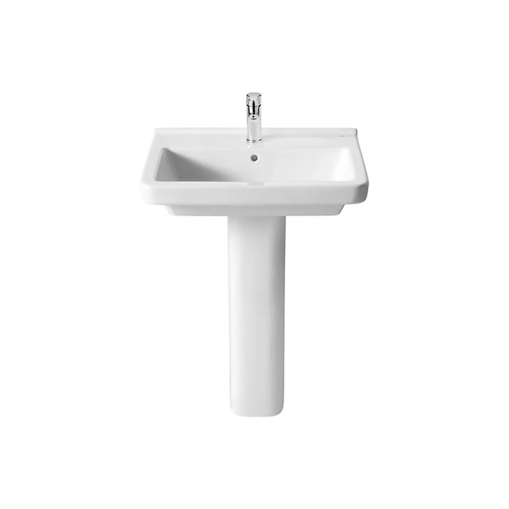 Lavabo con pedestal para cuarto de baño de 55 cm fabricado en porcelana de color blanco Dama Roca - Vista 1