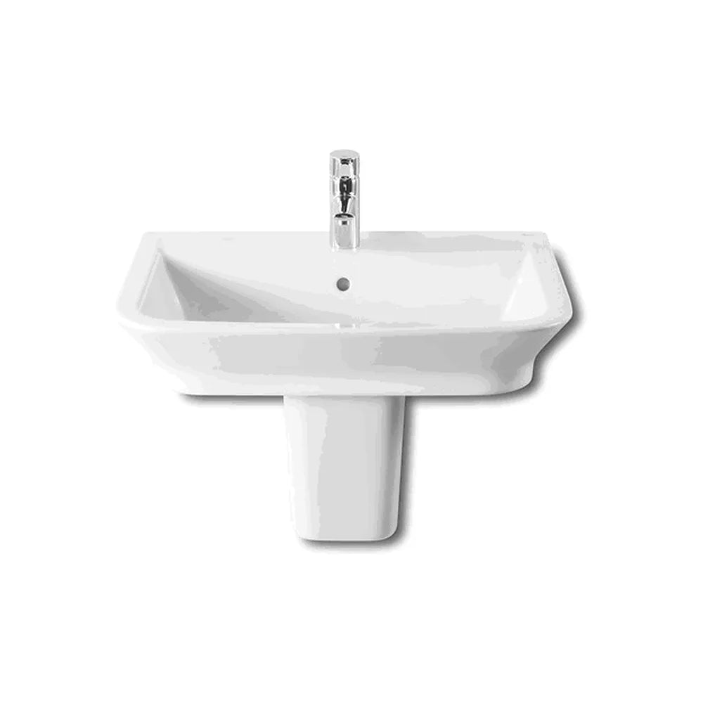 Lavabo con semipedestal de 65 cm fabricado en porcelana de color blanco The Gap Roca - Vista 1