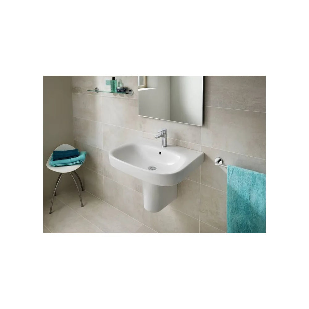 Lavabo con semipedestal de 50 cm fabricado en porcelana de color blanco Debba Roca - Vista 3