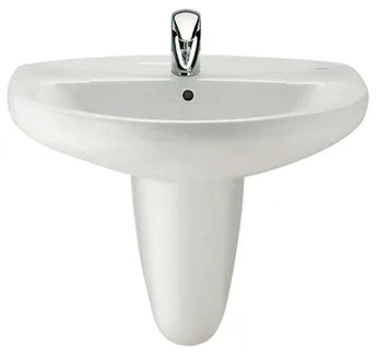 Lavabo con semipedestal de 65 cm fabricado en porcelana de color blanco Victoria Roca - Vista 1