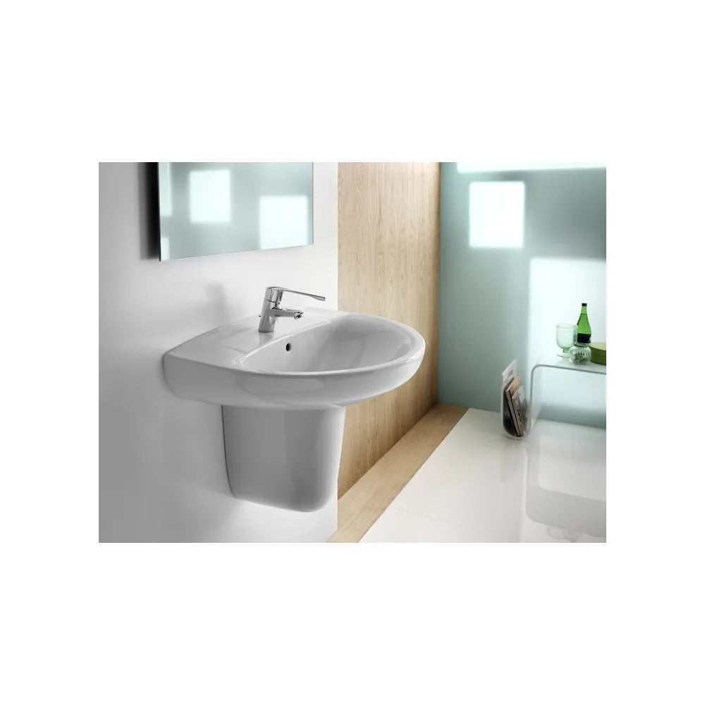 Lavabo con semipedestal de 65 cm fabricado en porcelana de color blanco Victoria Roca - Vista 2
