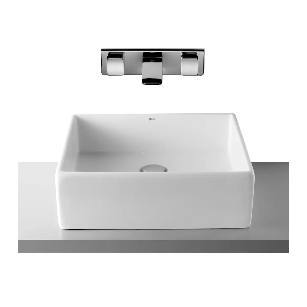 Lavabo para instalación sobre encimera de 46 cm fabricado en porcelana de color blanco Sofia Roca - Vista 1