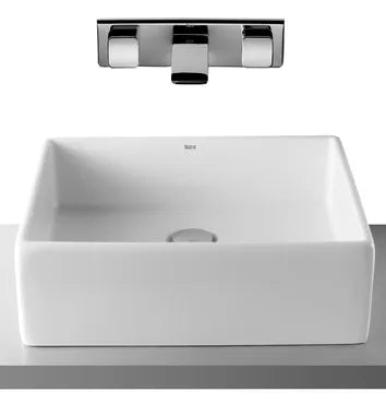Lavabo para instalación sobre encimera de 46 cm fabricado en porcelana de color blanco Sofia Roca - Vista 2