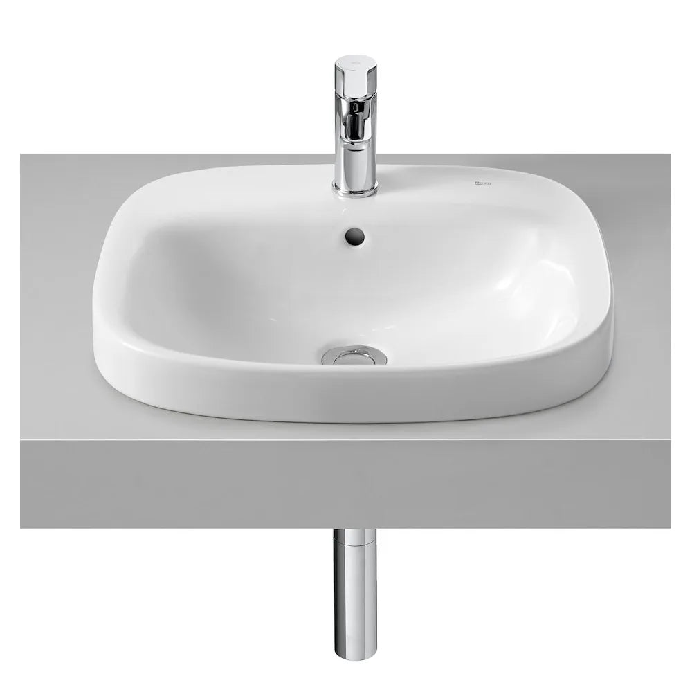 Lavabo para instalación sobre encimera de 50 cm fabricado en porcelana de color blanco Debba Roca - Vista 1