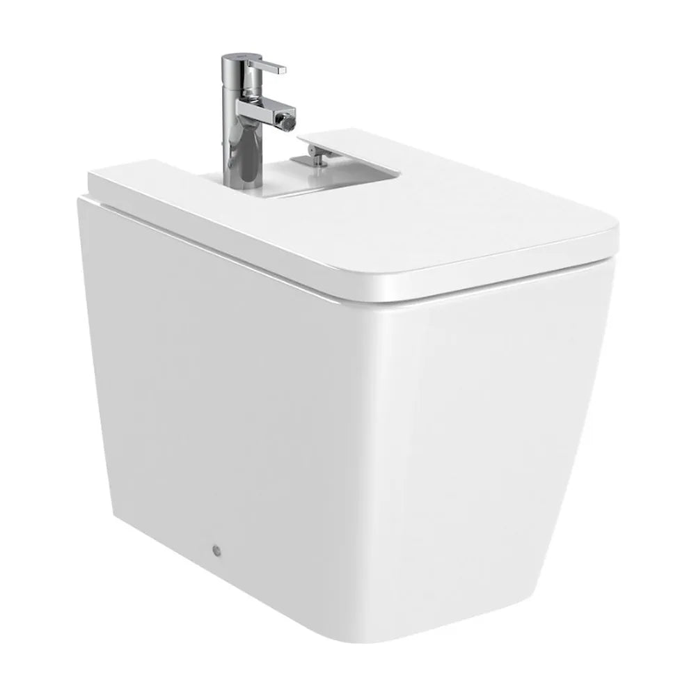 Bidet para instalación adosada de 37 cm fabricado en porcelana de color blanco Inspira Square Roca - Vista 2