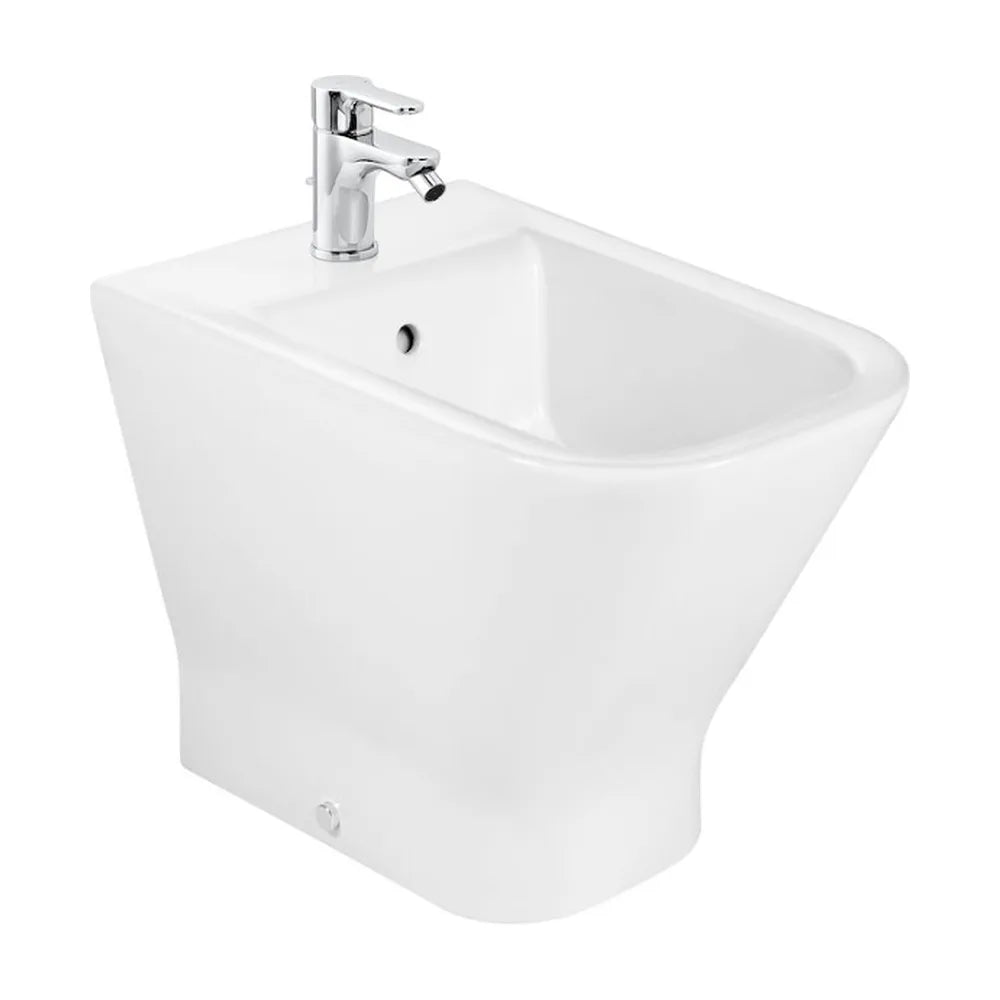Bidet Compacto y Adosado a Pared Agujero para Grifería de Porcelana Blanca Square The Gap 35 cm Roca - Vista 1