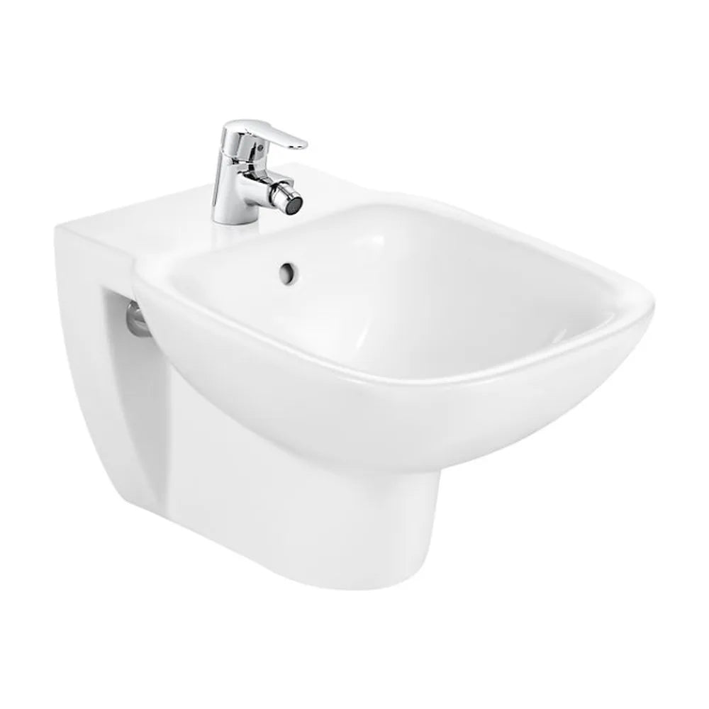 Bidet para instalación suspendida de 35,5 cm fabricado en porcelana de color blanco Debba Roca - Vista 1