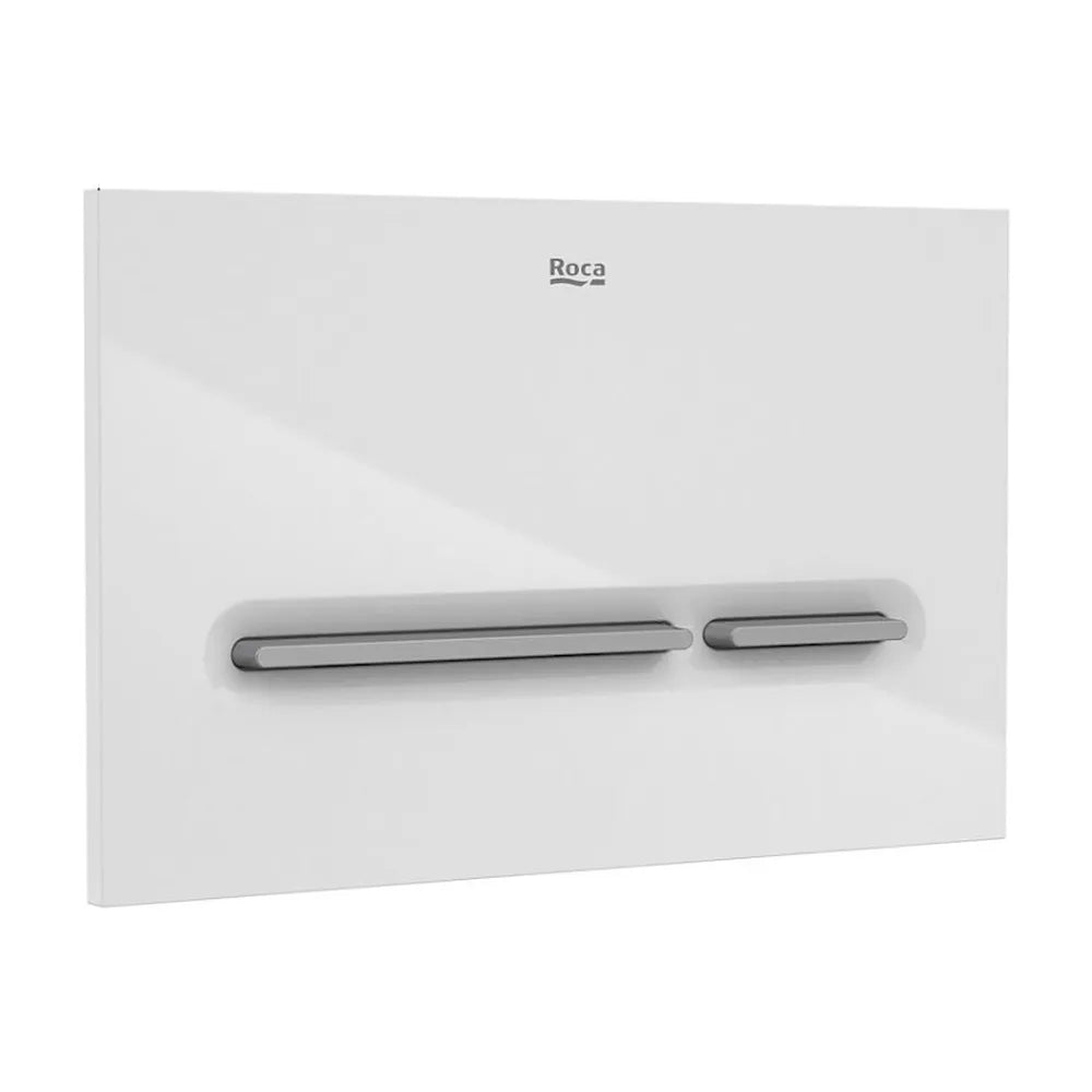Placa con dos pulsadores para sistemas de doble descarga de color blanco y gris PL5 Dual One Roca - Vista 1