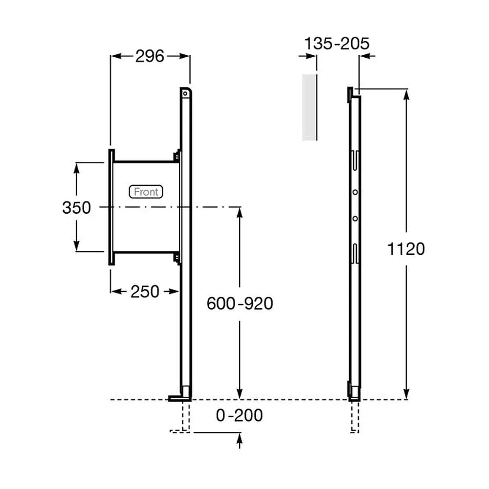 Bastidor de instalación empotrable para barra de apoyo de 29,6 cm Duplo Handicapped Roca - Vista 3