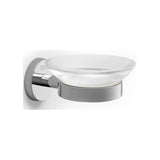 Jabonera de pared para baño de 10,5 cm fabricada en metal y cristal con acabado brillante Twin Roca