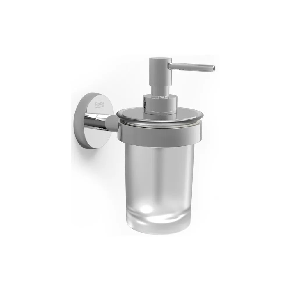 Dosificador de jabón de pared de 7,8 cm fabricado en metal y cristal con acabado mate Twin Roca - Vista 1