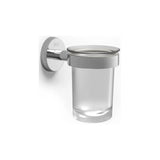 Portavaso y vaso de pared de 7,8 cm fabricado en metal y cristal con acabado brillante Twin Roca