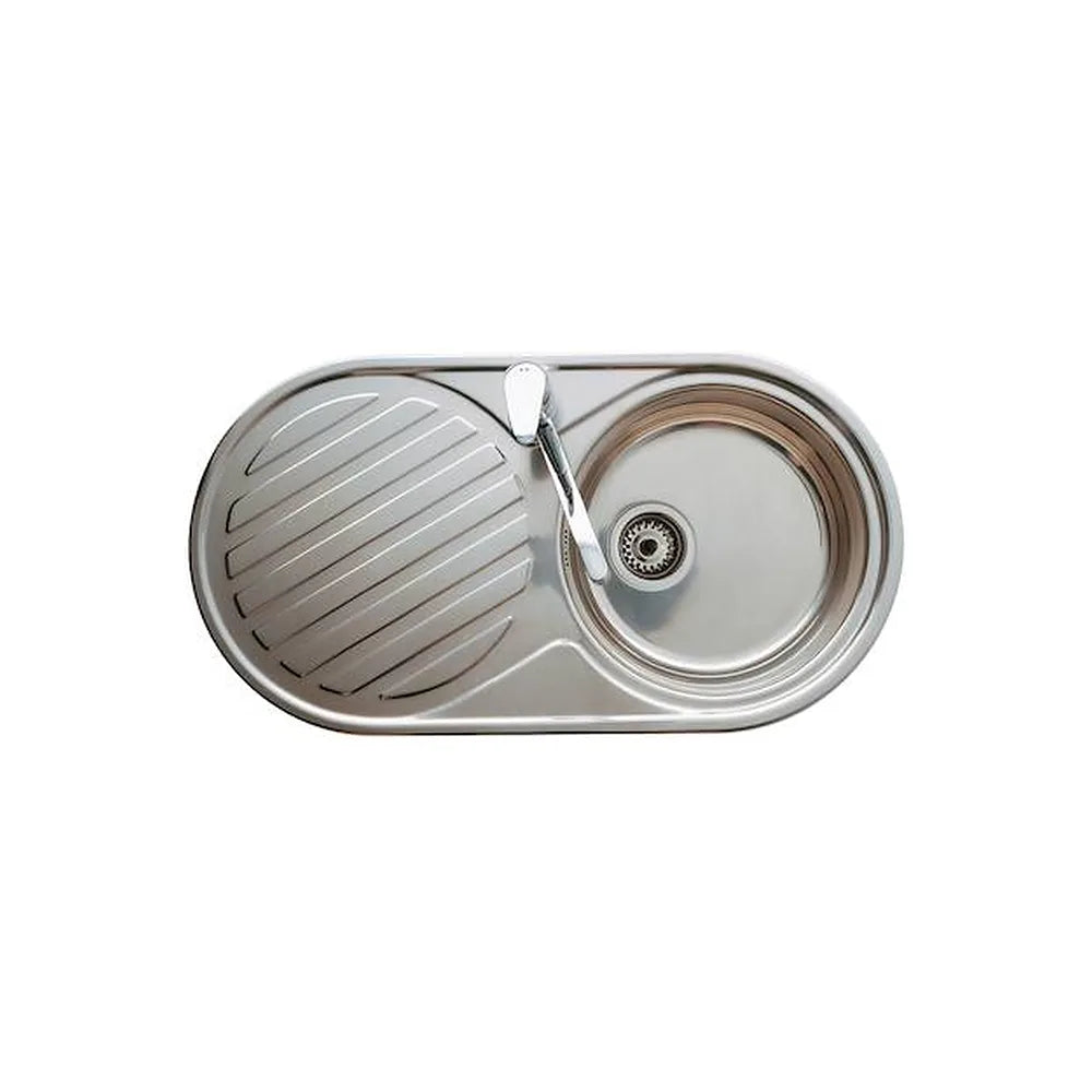 Fregadero con escurridor a la izquierda de 84 cm fabricado en acero inoxidable Duo Roca - Vista 2