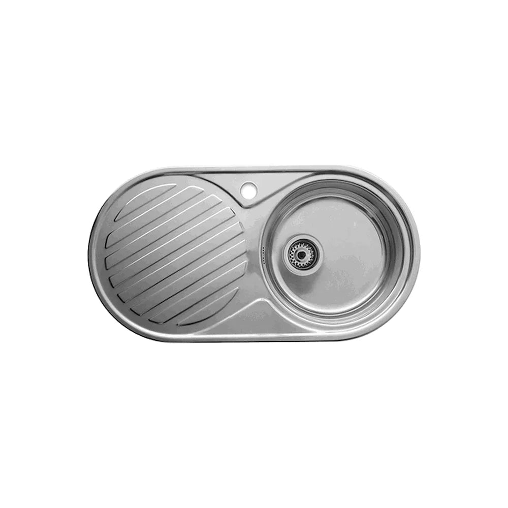 Fregadero con escurridor a la izquierda de 84 cm fabricado en acero inoxidable Duo Roca - Vista 1