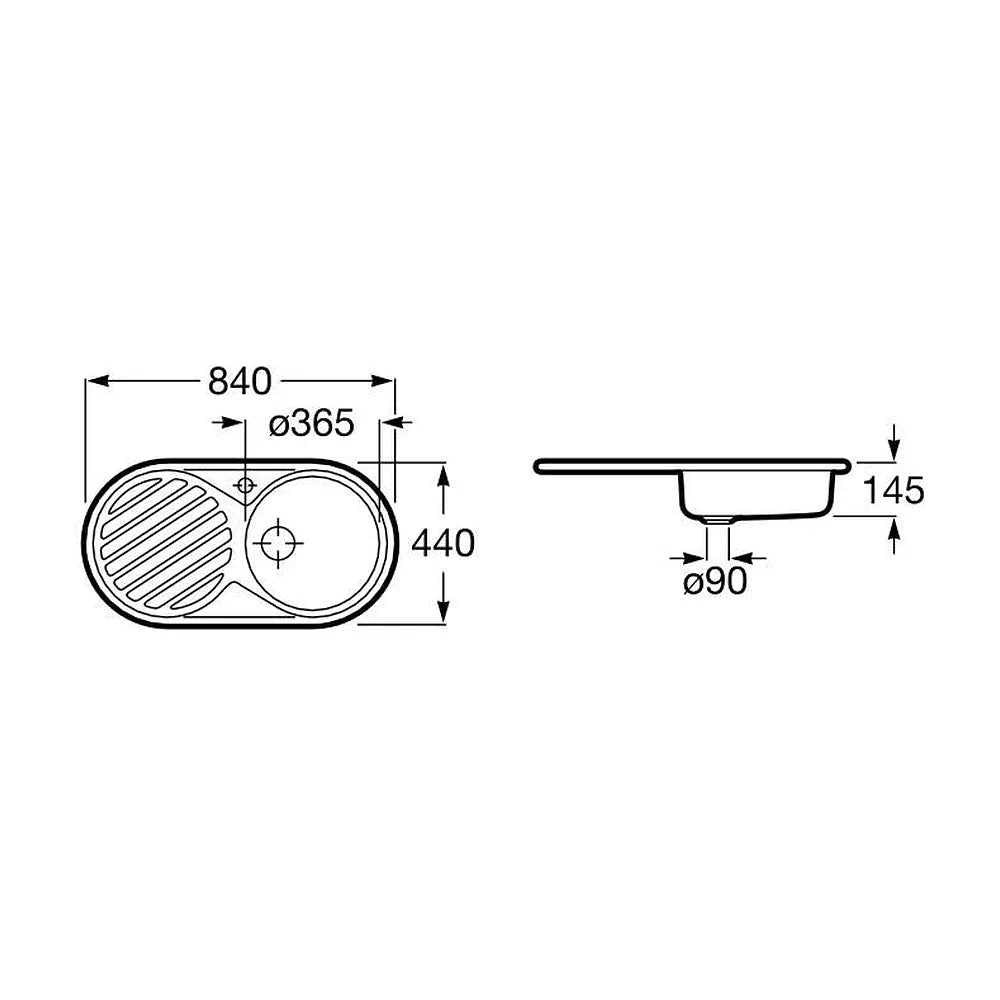 Fregadero con escurridor a la izquierda de 84 cm fabricado en acero inoxidable Duo Roca - Vista 3