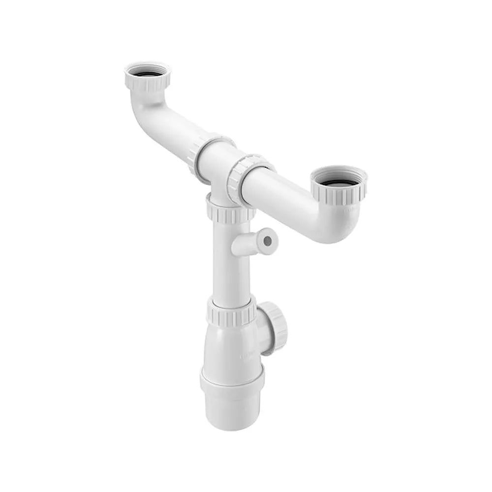 Fregadero con dos cubetas de 86 cm fabricado en gres con acabado en color blanco Beverly Roca - Vista 3