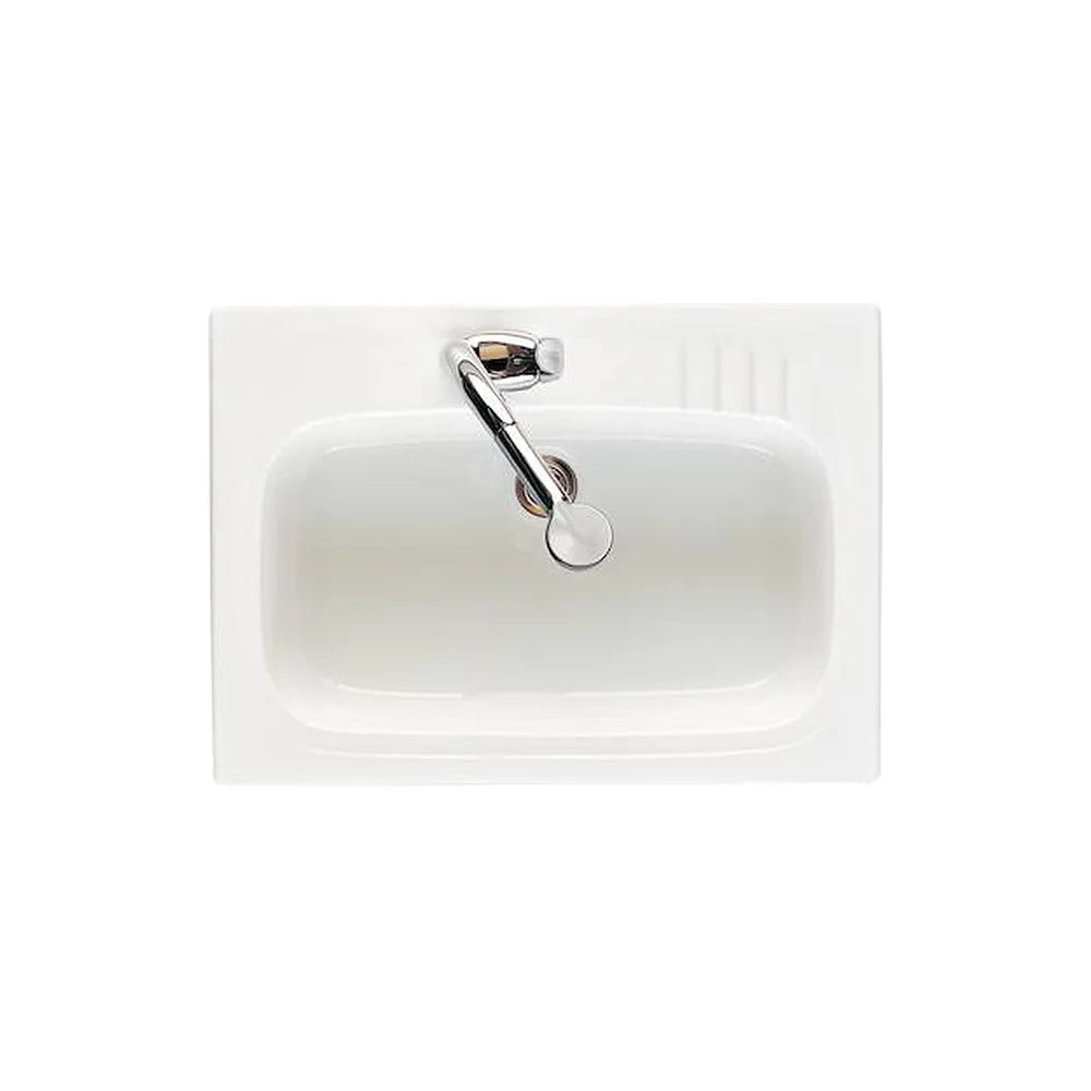 Fregadero con una cubeta de 70 cm fabricado en gres con acabado en color blanco Lugano Roca - Vista 2