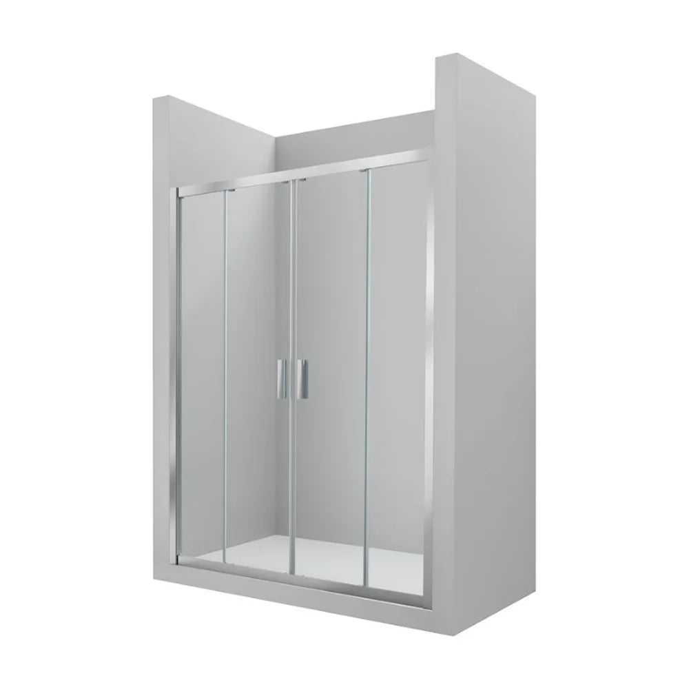 Mampara frontal para ducha de cuatro hojas fabricada en vidrio templado Ura Roca - Vista 1