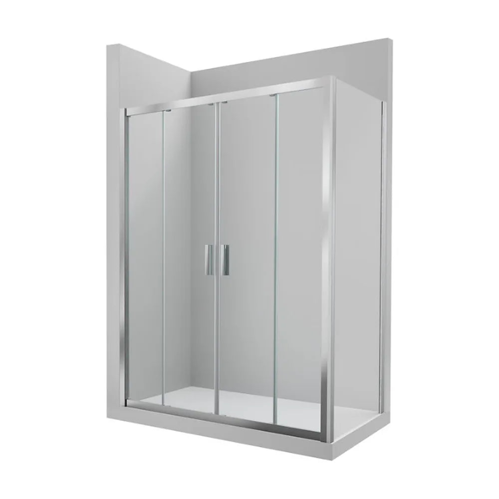 Mampara frontal para ducha de cuatro hojas fabricada en vidrio templado Ura Roca - Vista 2