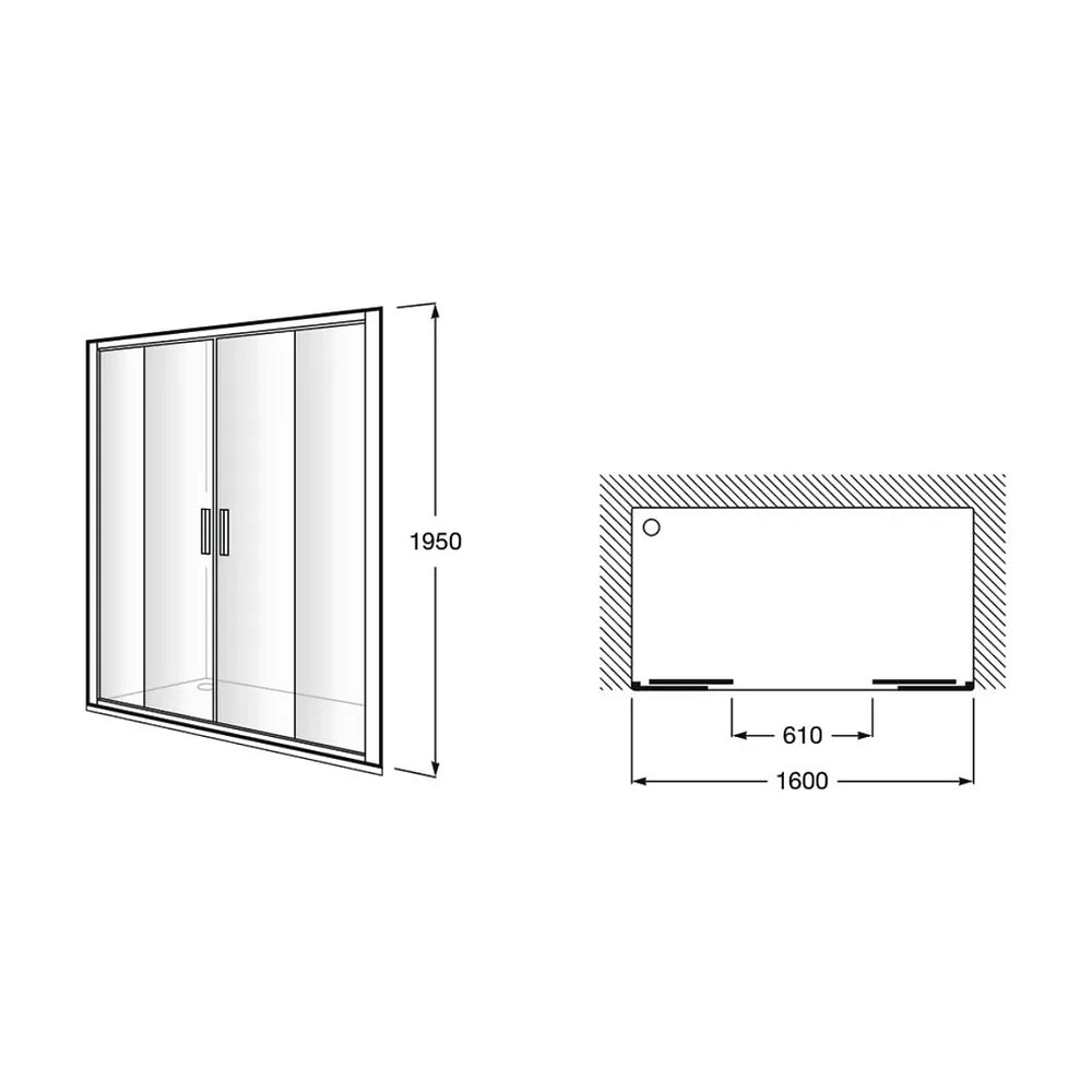 Mampara frontal para ducha de cuatro hojas fabricada en vidrio templado Ura Roca - Vista 4