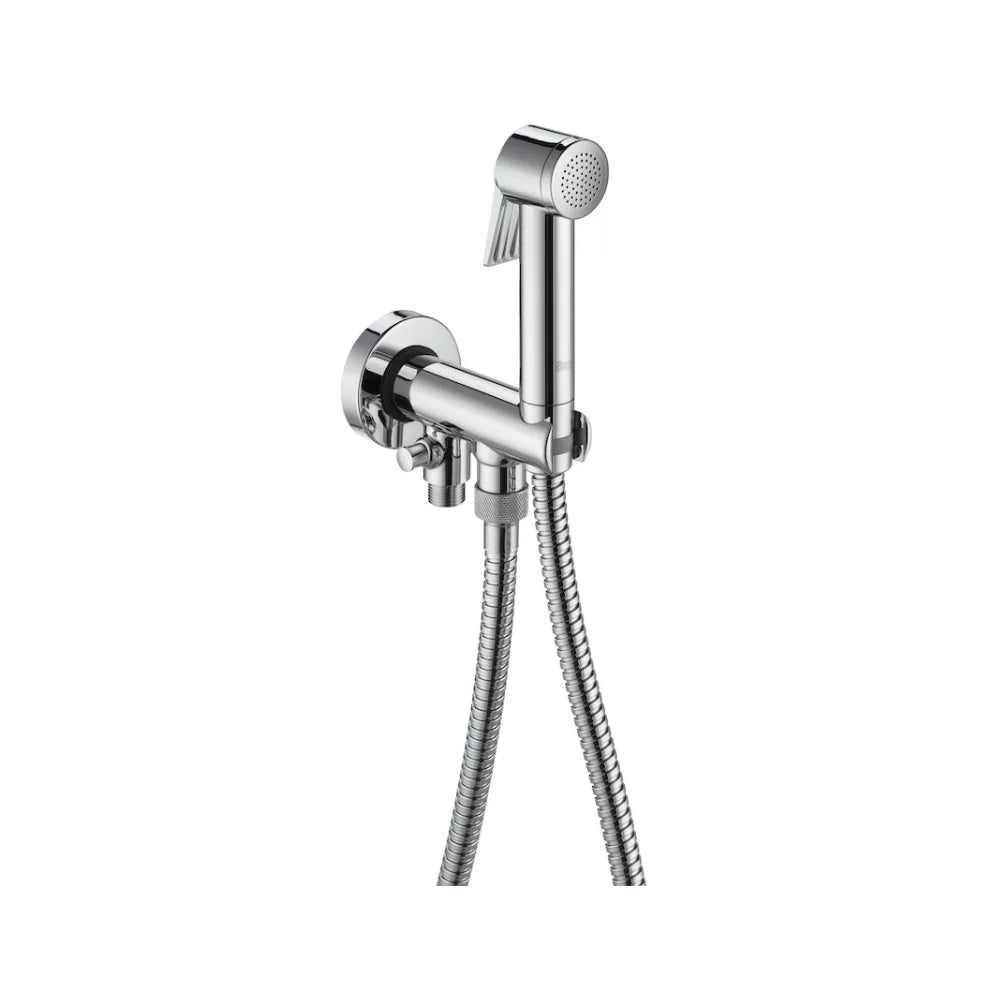 Kit de ducha para bidet de instalación a pared de dos salidas con acabado cromado Be Fresh Roca - Vista 1