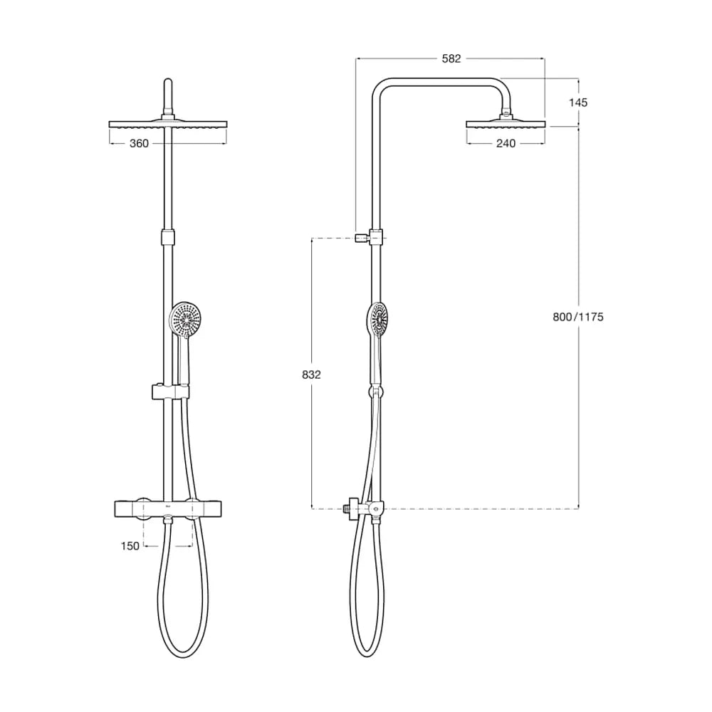 Columna ducha termostática telescópica con rociador cuadrado y acabado cromado Square Even-T Roca - Vista 9