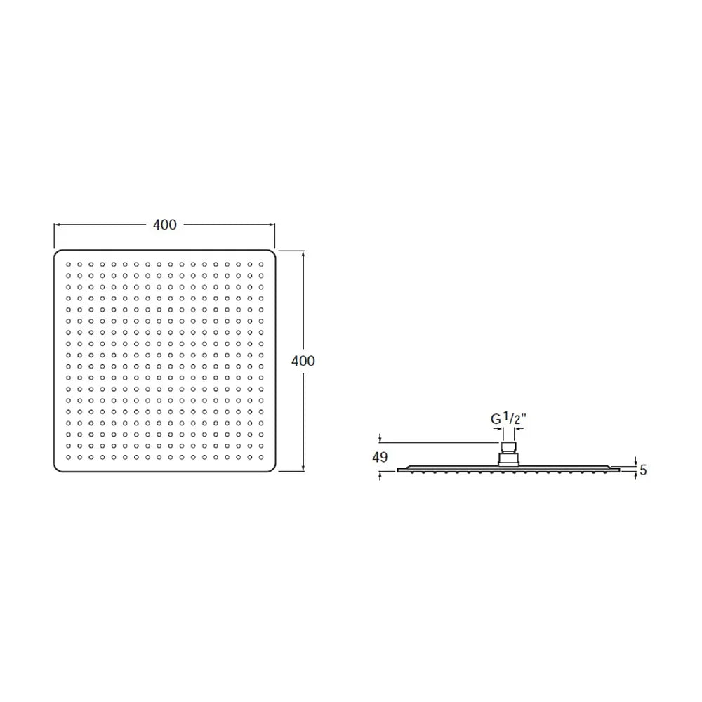 Rociador cuadrado de pared o techo con función de lluvia de 40 cm en acero inoxidable con acabado cromado Raindream Roca - Vista 2