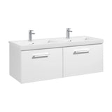Mueble with Basin con Doble Seno para Baño Unik de 120 cm Colección Prisma Gloss White Roca