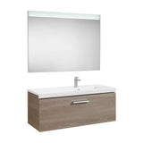 Wall-Hung Bathroom Vanity Unit 110 cm with Basin and 2 Drawers Gloss White and Ash Unik Prisma Roca