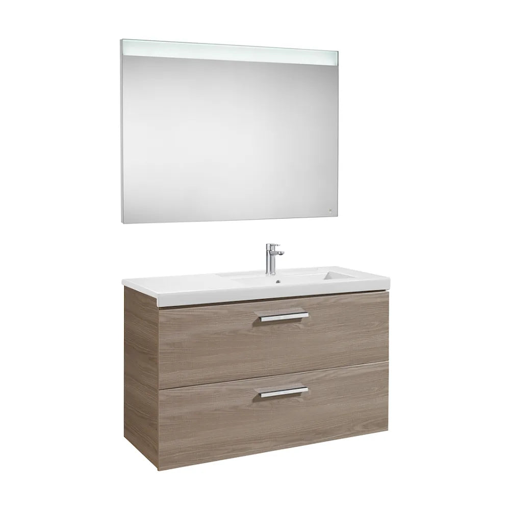 Conjunto de baño de 110 cm con dos cajones y lavabo derecho fresno Pack Prisma Roca - Vista 1