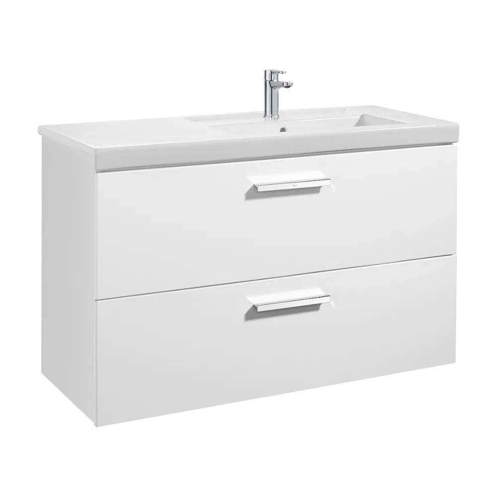 Conjunto de baño con lavabo a la derecha de 110 cm de color blanco brillo Pack Prisma Roca - Vista 2