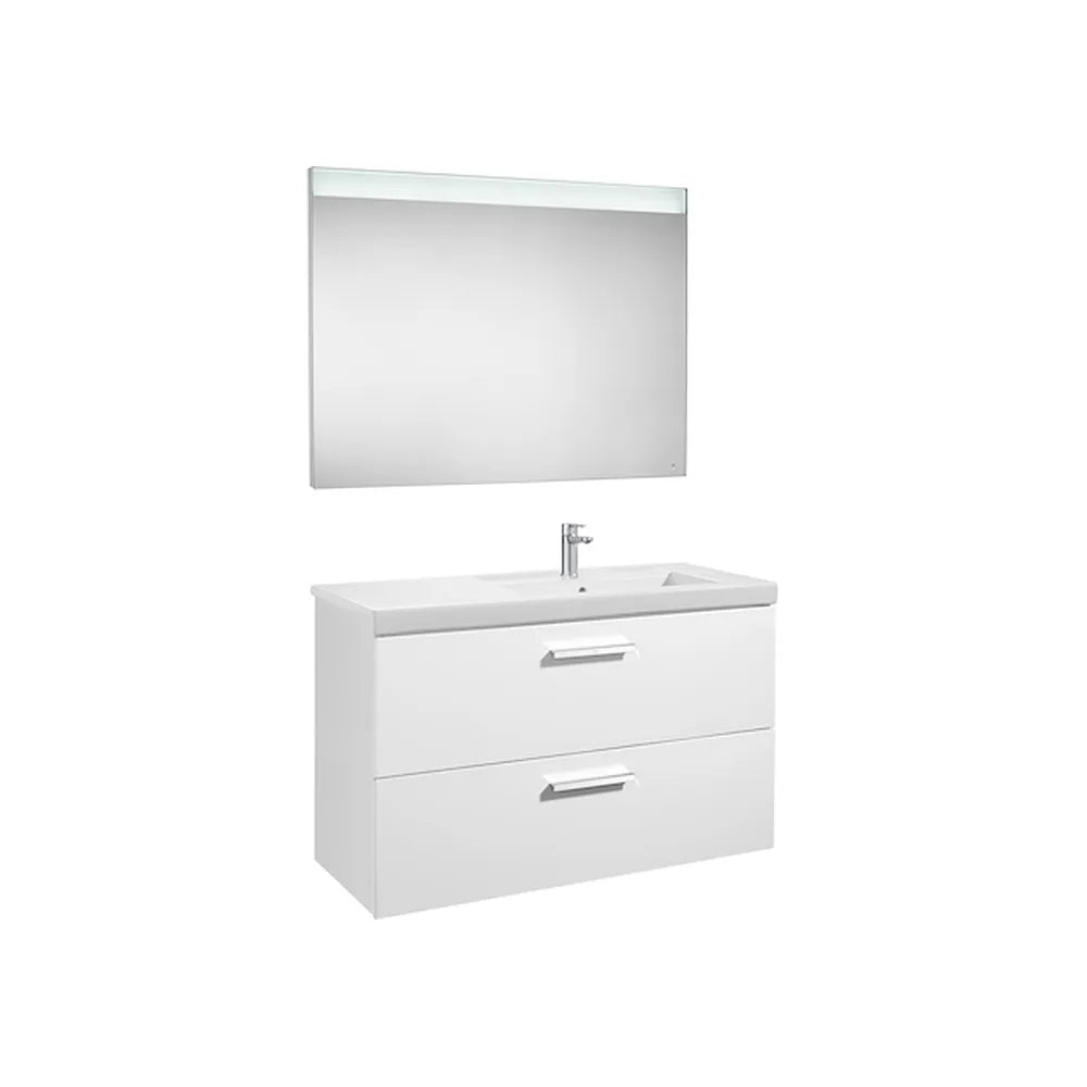 Conjunto de baño con lavabo a la derecha de 110 cm de color blanco brillo Pack Prisma Roca - Vista 1