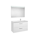 Conjunto de casa de banho com lavatório lado direito de 110 cm de cor branco brilhante Pack Prisma Roca