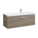 Mueble de Baño Suspendido 110 cm con Lavabo y 2 Cajones Blanco y Fresno Unik Prisma Roca