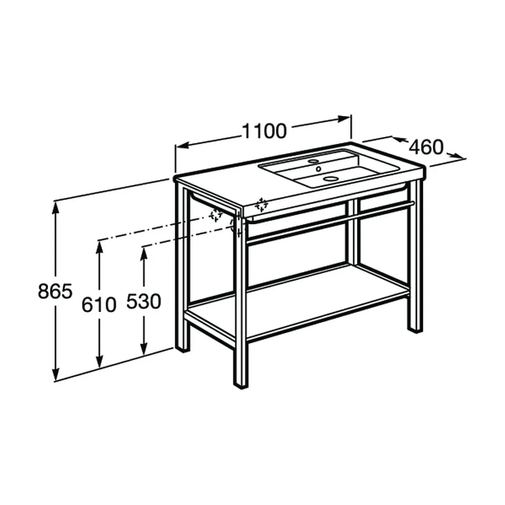 Estructura base recomendada para espacios públicos de 110 cm fabricada en acero inoxidable Prisma Roca - Vista 3
