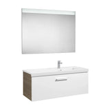 Conjunto de baño con lavabo a la derecha de 90 cm de color blanco-fresno Pack Prisma Roca
