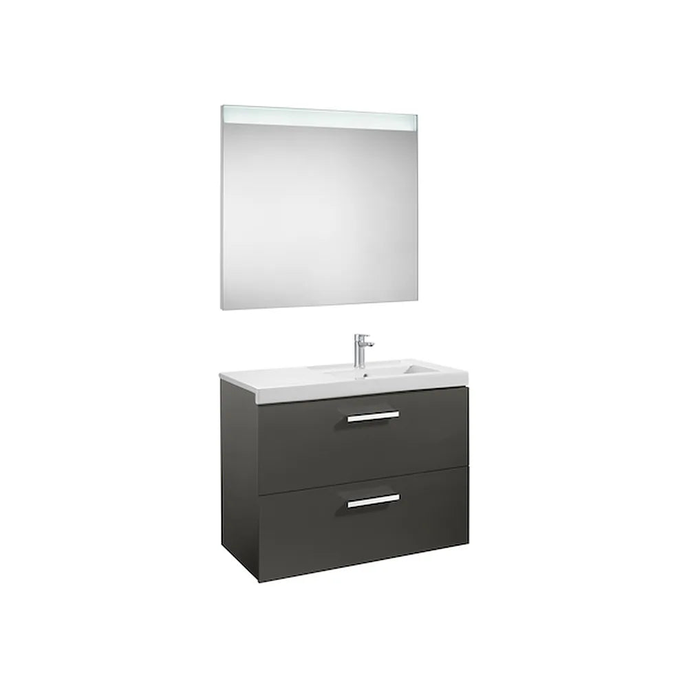 Conjunto de Baño con Lavabo Derecho de 90 cm Colección Prisma Gris Antracita Roca - Vista 1