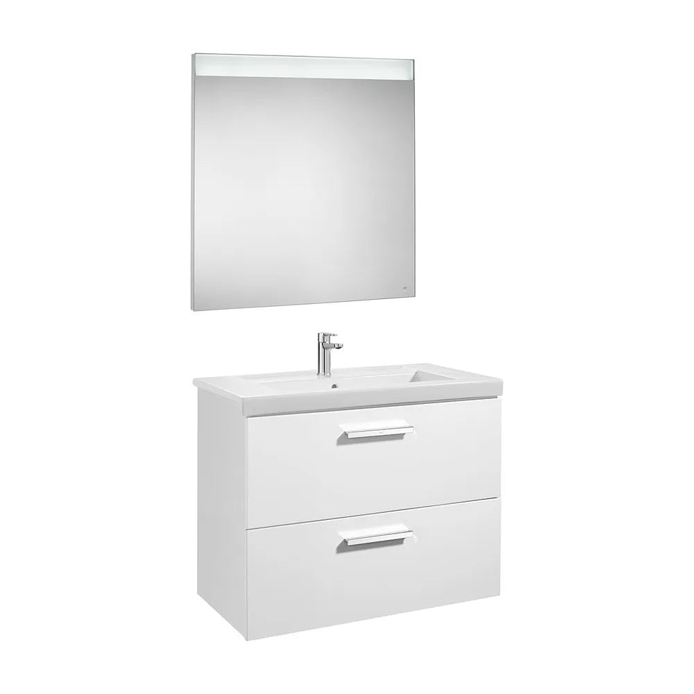 Conjunto de baño con dos cajones de 80 cm de color blanco brillo Pack Prisma Roca - Vista 1