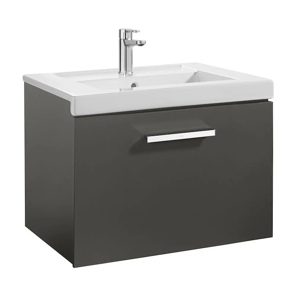 Mueble de un cajón con lavabo para instalación suspendida de 60 cm de color fresno Prisma Roca - Vista 1
