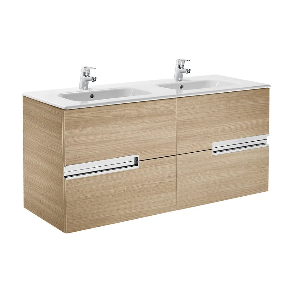 Mueble de baño con lavabo y 4 cajones de 120 cm de ancho color roble Unik Victoria-N Roca - Vista 1