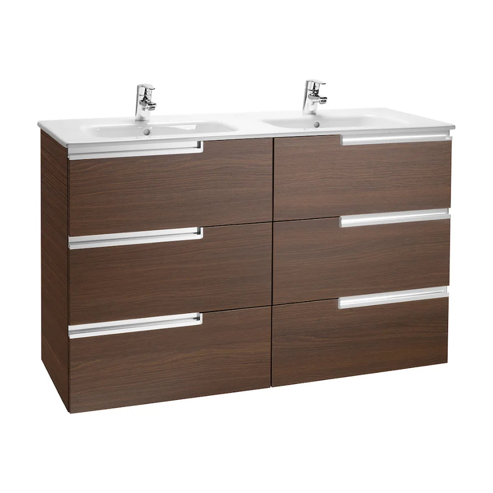 Mueble de Baño con Lavabo y 6 Cajones Color Wengué Family Victoria-n de 120 cm Colección Unik Roca - Vista 1