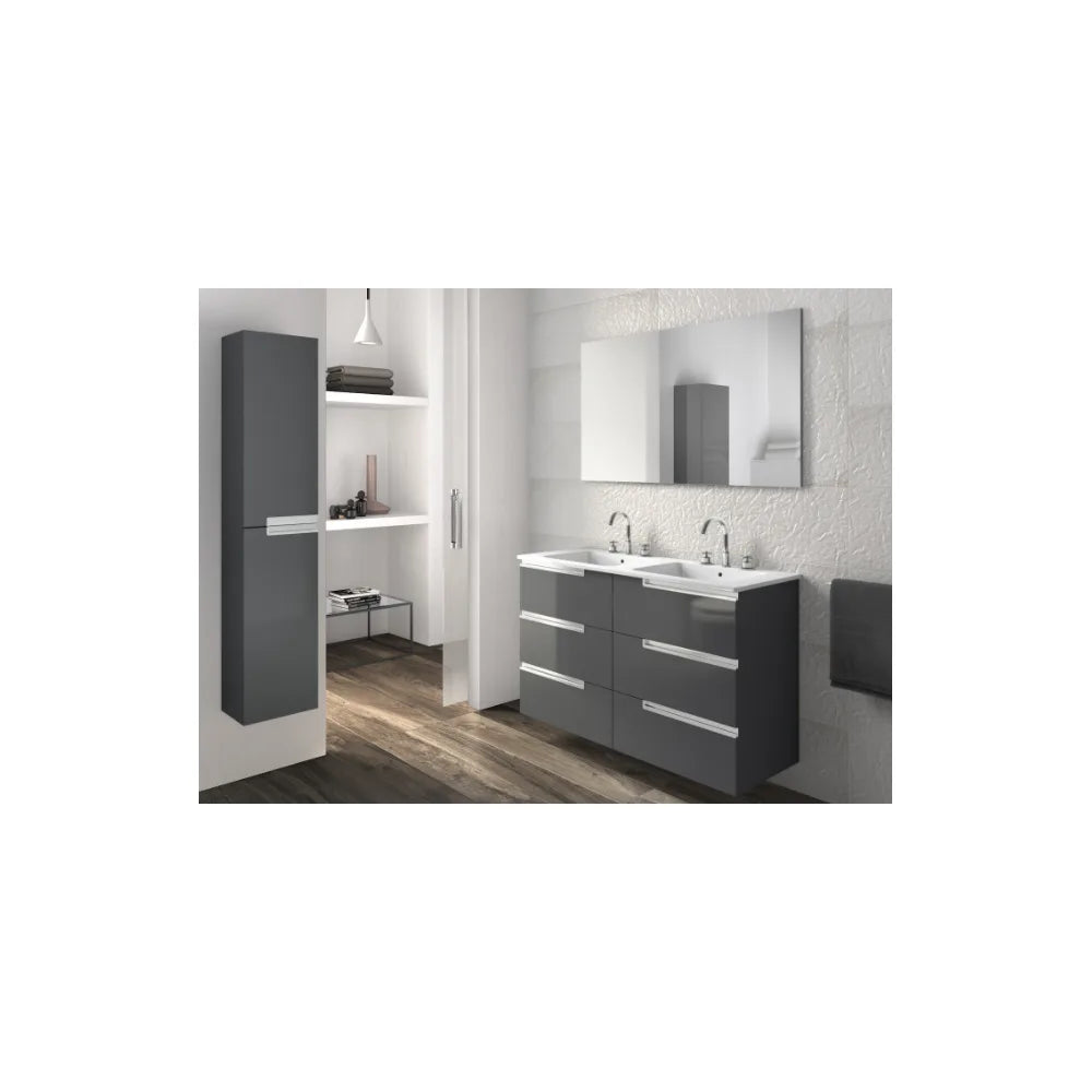 Mueble de baño con lavabo doble de porcelana de 120 cm color gris antracita Unik Family Victoria-N Roca - Vista 2