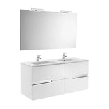 Conjunto de baño con cuatro cajones y doble lavabo de 120 cm de color blanco Victoria-N Roca