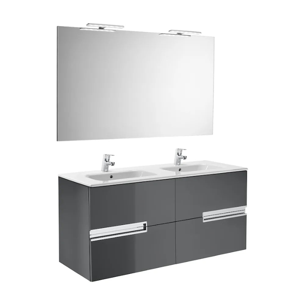 Conjunto de baño con cuatro cajones y doble lavabo de 120 cm de color gris Victoria-N Roca - Vista 1