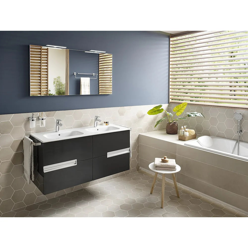 Conjunto de baño con cuatro cajones y doble lavabo de 120 cm de color gris Victoria-N Roca - Vista 2